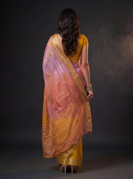 MIMOSA Gold Jaipur Saree — pose 2 styling detail