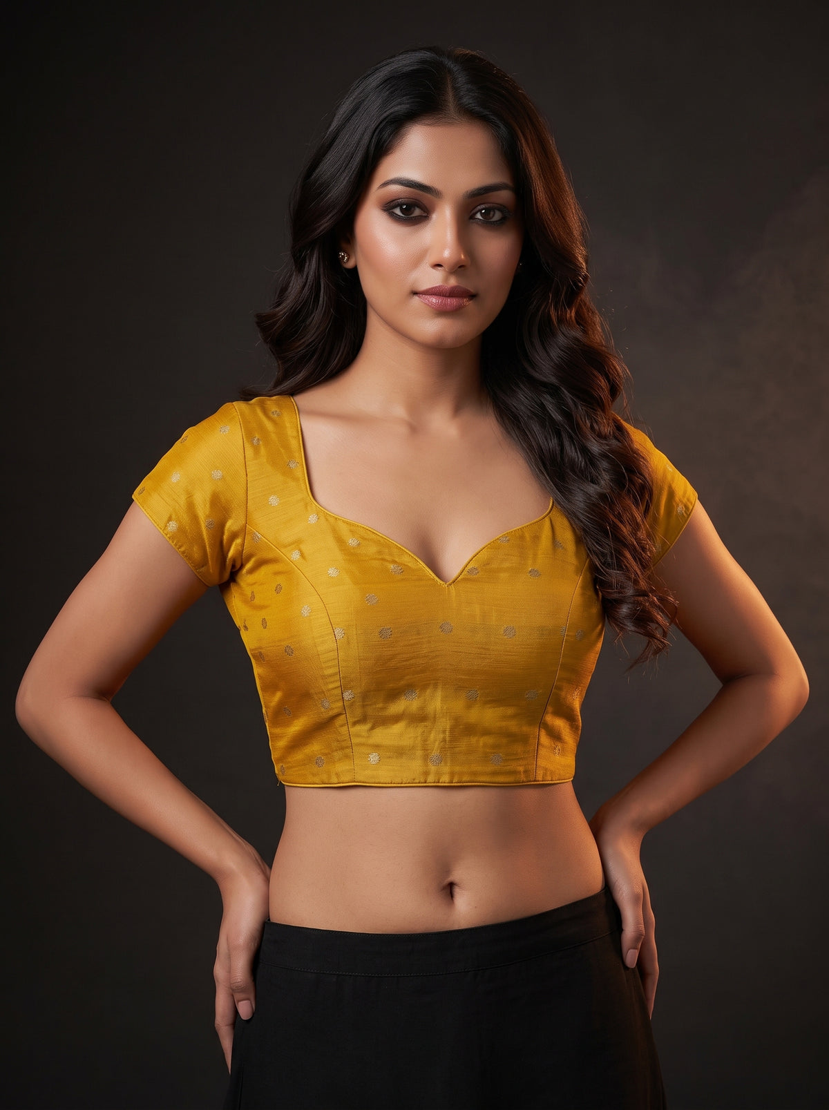 MIMOSA Gold Jaipur Saree — blouse close-up