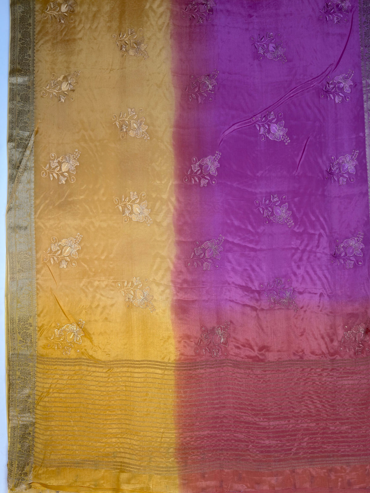 MIMOSA Gold Jaipur Saree — pallu and zari work detail
