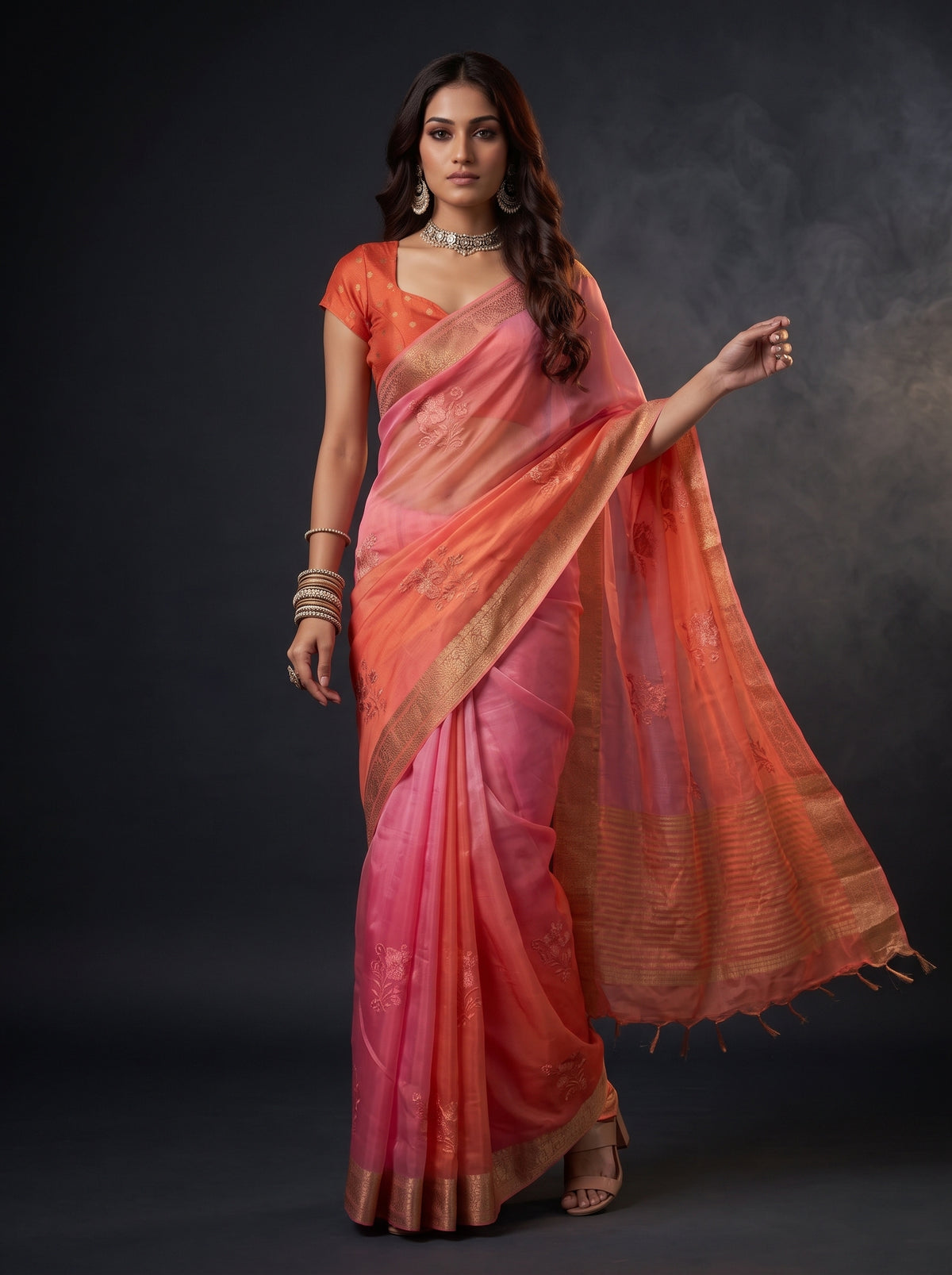 MIMOSA Gajari Jaipur Saree — pose 9 styling detail