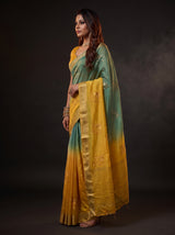 MIMOSA Mustard Jaipur Saree — pose 3 styling detail