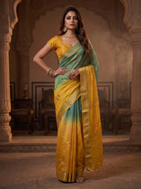 MIMOSA Mustard Jaipur Saree — pose 4 styling detail