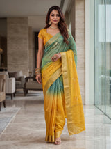 MIMOSA Mustard Jaipur Saree — pose 6 styling detail