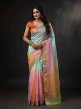 MIMOSA Pink Jaipur Saree — front view on mannequin