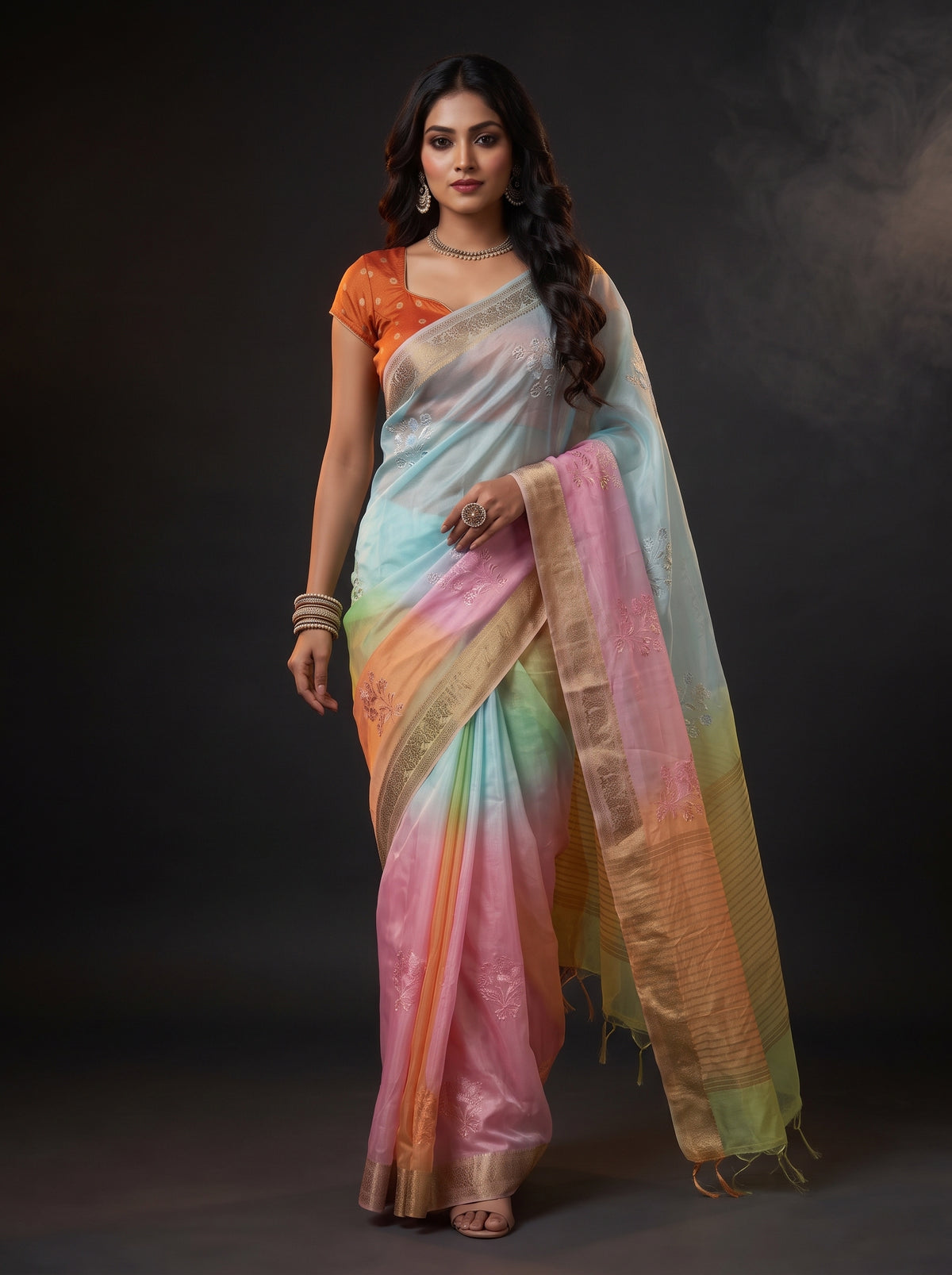 MIMOSA Pink Jaipur Saree — pose 6 styling detail