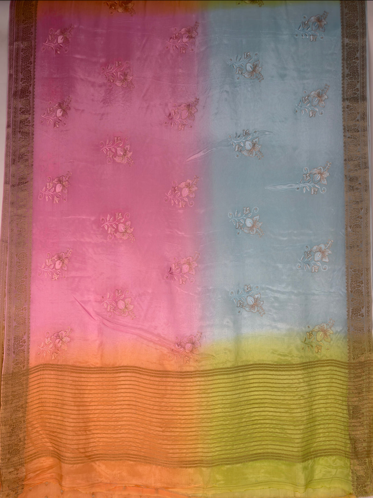 MIMOSA Pink Jaipur Saree — pallu and zari work detail