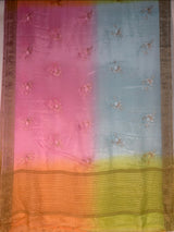 MIMOSA Pink Jaipur Saree — pallu and zari work detail