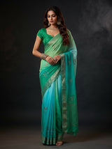 MIMOSA Rama Jaipur Saree — front view on mannequin