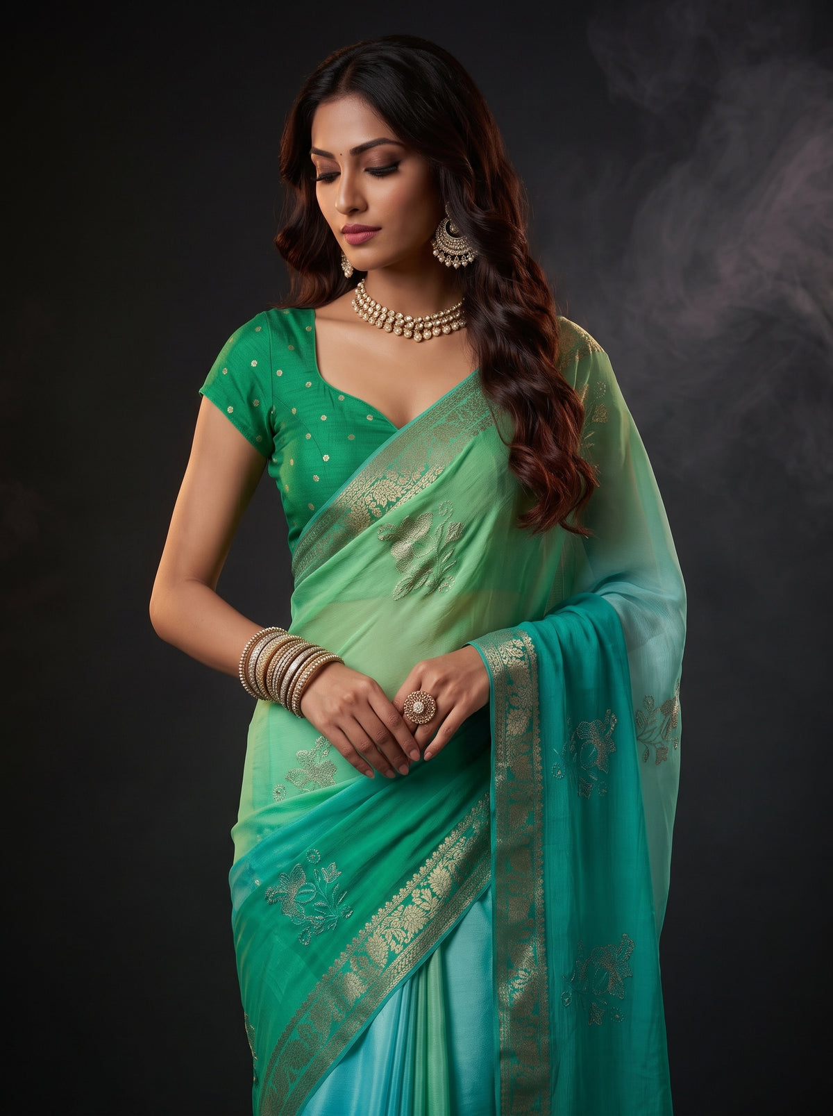 MIMOSA Rama Jaipur Saree — pose 10 styling detail