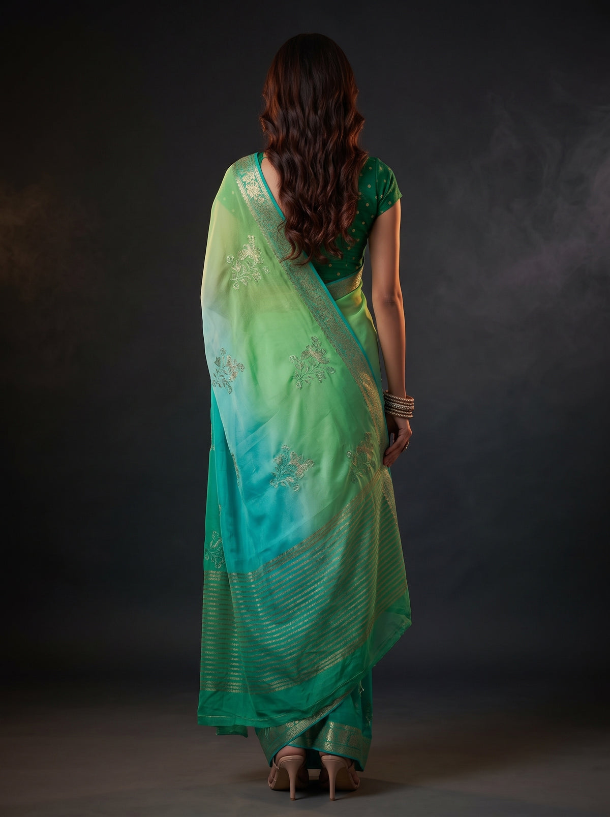MIMOSA Rama Jaipur Saree — pose 2 styling detail