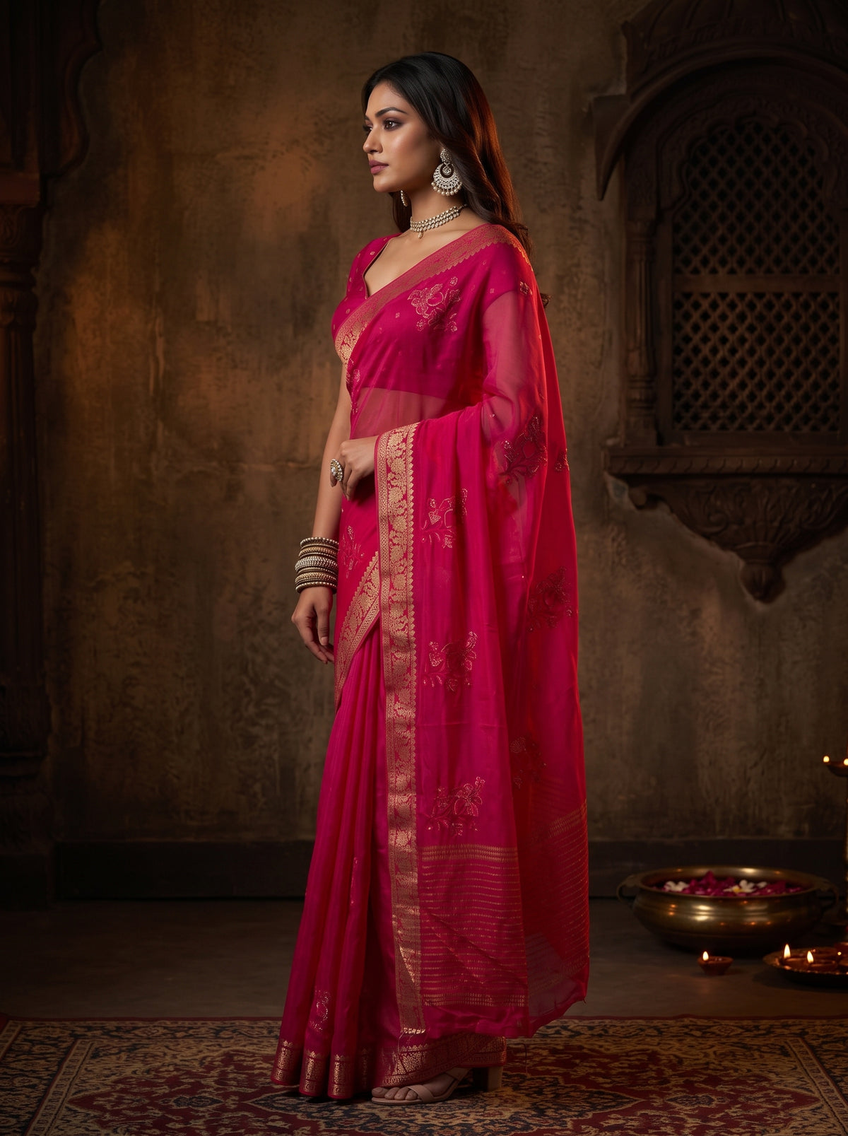 MIMOSA Rani Jaipur Saree — pose 3 styling detail