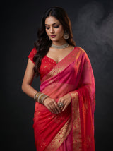MIMOSA Strawberry Jaipur Saree — pose 10 styling detail