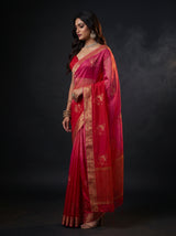 MIMOSA Strawberry Jaipur Saree — pose 3 styling detail