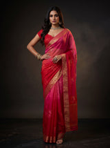 MIMOSA Strawberry Jaipur Saree — pose 4 styling detail