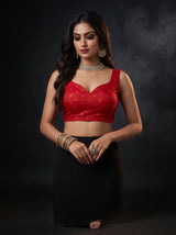 MIMOSA Strawberry Jaipur Saree — blouse close-up