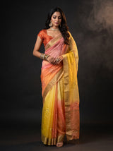 MIMOSA Yellow Jaipur Saree — front view on mannequin
