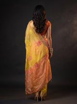 MIMOSA Yellow Jaipur Saree — pose 2 styling detail