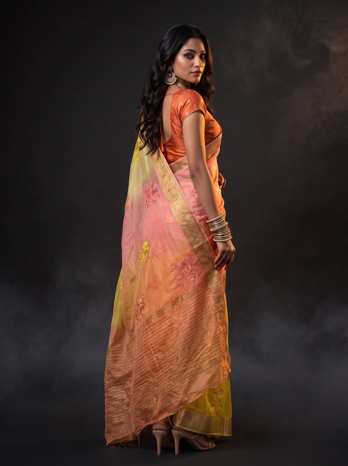 MIMOSA Yellow Jaipur Saree — pose 7 styling detail
