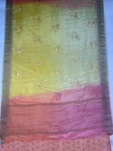 MIMOSA Yellow Jaipur Saree — pallu and zari work detail