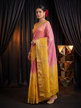 MIMOSA Gold Jaipur Pure Viscose Chiffon Saree — pose 5 styling detail