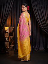 MIMOSA Gold Jaipur Pure Viscose Chiffon Saree — pose 7 styling detail