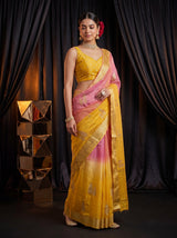 MIMOSA Gold Jaipur Pure Viscose Chiffon Saree — pose 9 styling detail