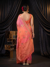 MIMOSA Gajari Jaipur Pure Viscose Chiffon Saree — saree shot pallu body