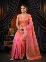 MIMOSA Gajari Jaipur Pure Viscose Chiffon Saree — pose 8 styling detail