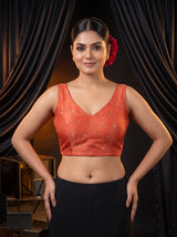 MIMOSA Gajari Jaipur Pure Viscose Chiffon Saree — blouse close-up