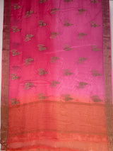 MIMOSA Gajari Jaipur Pure Viscose Chiffon Saree — pallu and zari work detail