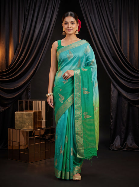 MIMOSA Rama Jaipur Pure Viscose Chiffon Saree — AI Model lifestyle