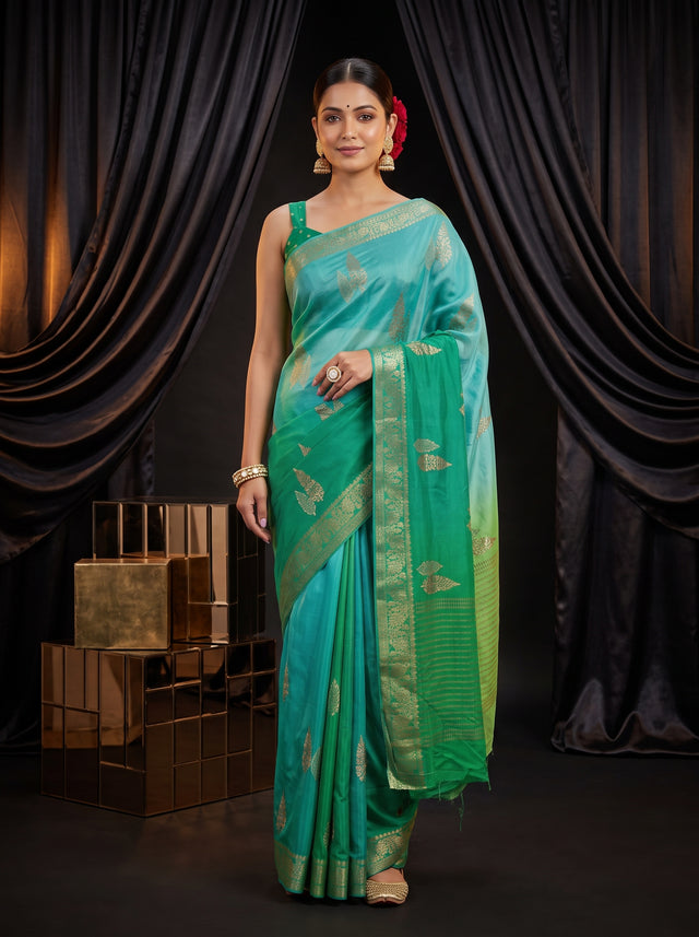 MIMOSA Rama Jaipur Pure Viscose Chiffon Saree — AI Model lifestyle