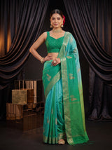 MIMOSA Rama Jaipur Pure Viscose Chiffon Saree — pose 4 styling detail