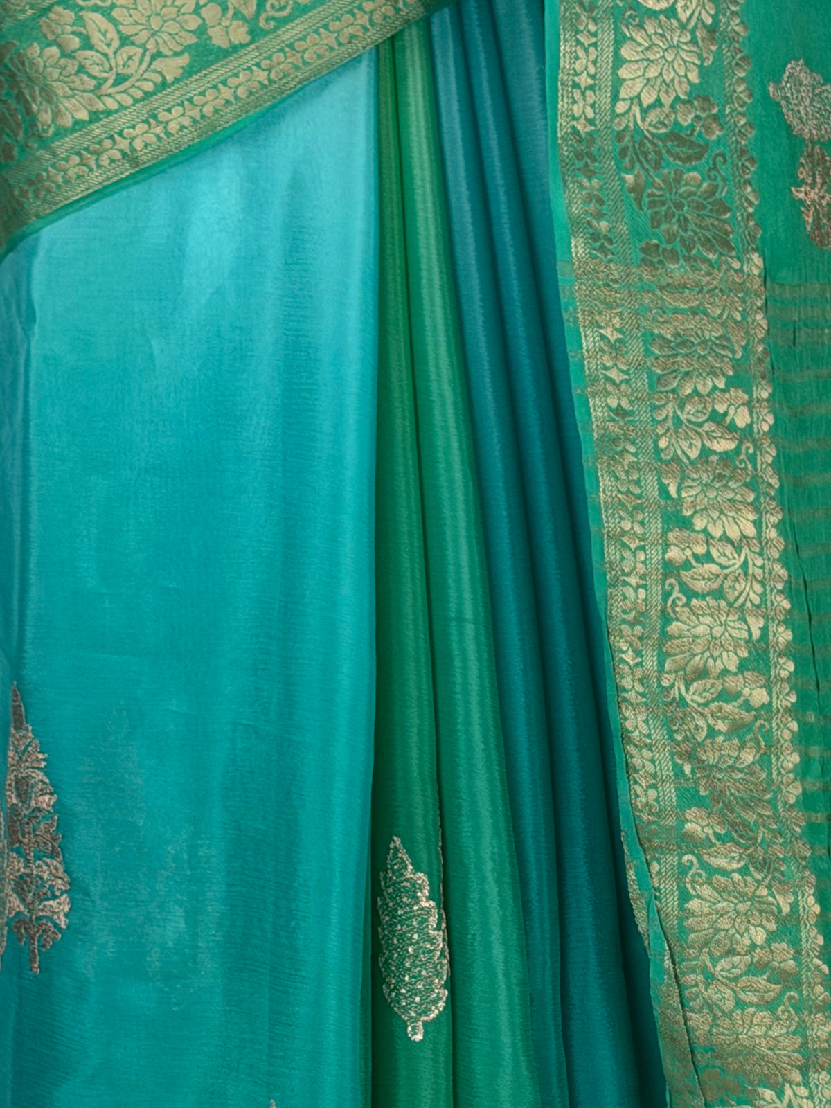 MIMOSA Rama Jaipur Pure Viscose Chiffon Saree — fleets shot full lifestyle