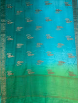 MIMOSA Rama Jaipur Pure Viscose Chiffon Saree — pallu and zari work detail
