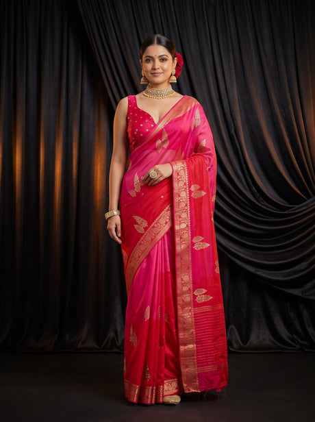 MIMOSA Rani Jaipur Pure Viscose Chiffon Saree — AI Model lifestyle