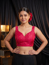 MIMOSA Rani Jaipur Pure Viscose Chiffon Saree — blouse close-up