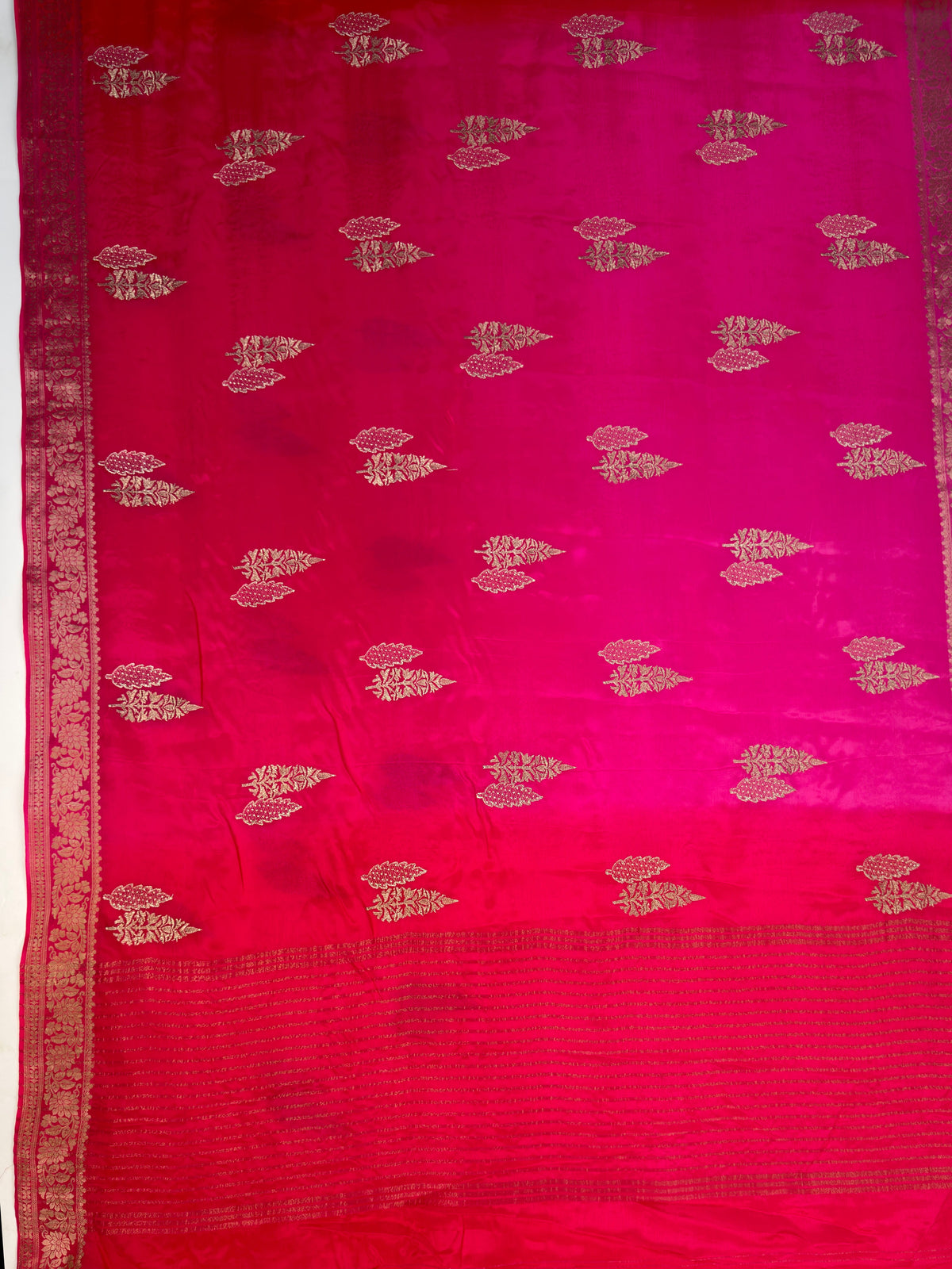MIMOSA Rani Jaipur Pure Viscose Chiffon Saree — pallu and zari work detail