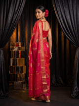 MIMOSA Strawberry Jaipur Pure Viscose Chiffon Saree — pose 7 styling detail