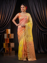 MIMOSA Yellow Jaipur Pure Viscose Chiffon Saree — pose 4 styling detail