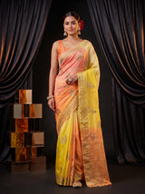 MIMOSA Yellow Jaipur Pure Viscose Chiffon Saree — pose 5 styling detail