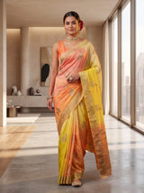 MIMOSA Yellow Jaipur Pure Viscose Chiffon Saree — pose 6 styling detail