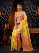 MIMOSA Yellow Jaipur Pure Viscose Chiffon Saree — pose 8 styling detail