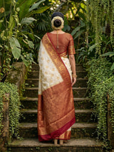 MIMOSA White Kanjivaram Saree — pose 2 styling detail