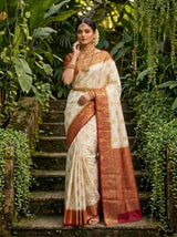 MIMOSA White Kanjivaram Saree — pose 4 styling detail