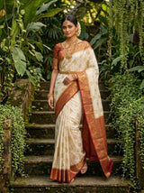 MIMOSA White Kanjivaram Saree — pose 5 styling detail