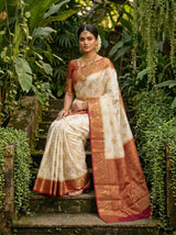 MIMOSA White Kanjivaram Saree — pose 7 styling detail