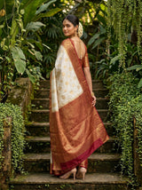 MIMOSA White Kanjivaram Saree — pose 9 styling detail