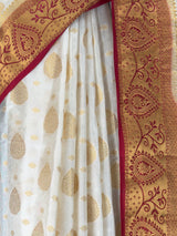 MIMOSA White Kanjivaram Saree — fleets shot full lifestyle