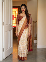 White Art Silk Saree